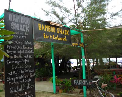 bamboo shack beach bar on otres beach, sihanoukville, cambodia