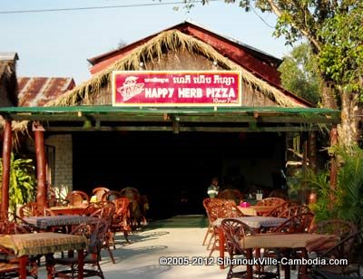 Happy Herb Pizza in Sihanoukville, Cambodia.  Eat Happy, Be Happy.