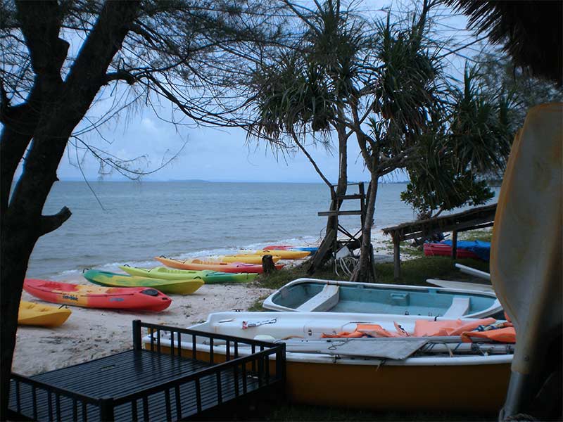 kayaks on otres beach sihanoukville, cambodia