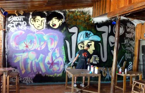 jesus paint graffiti at JJ's Playground in sihanoukville