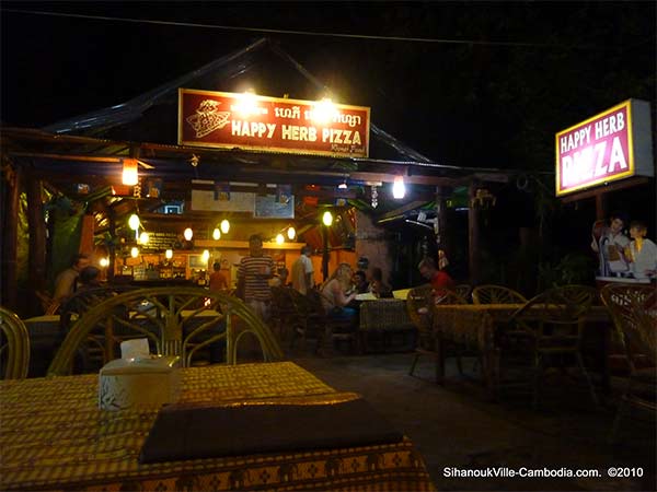 Happy Herb Pizza in Sihanoukville, Cambodia.  Eat Happy, Be Happy.