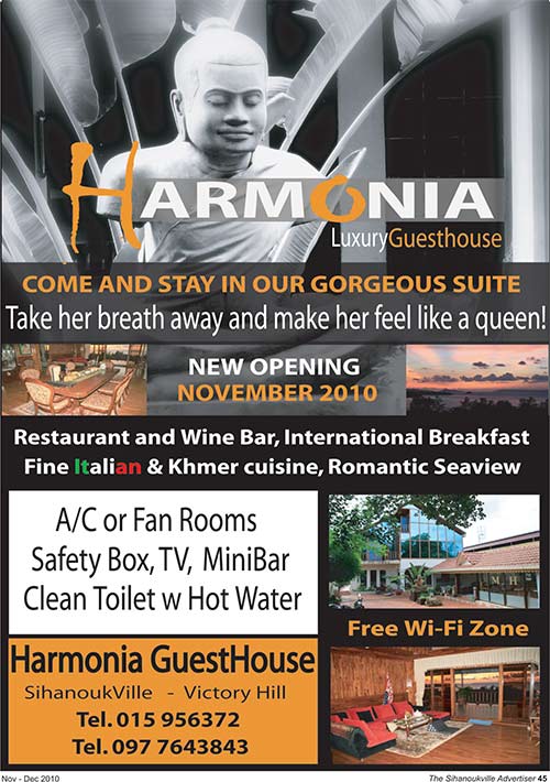 Harmonia Luxury Guesthouse in Sihanoukville, Cambodia.