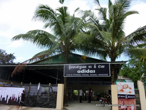 Adidas Gym and Coffee and KTV Karaoke in Sihanoukville, Cambodia.