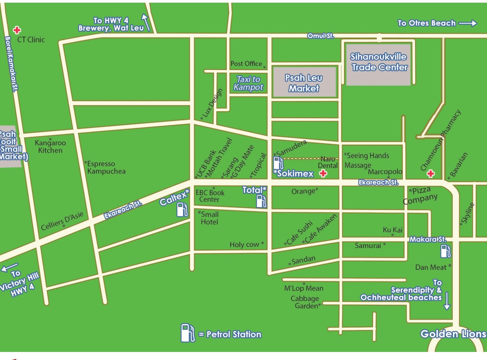 map of downtown sihanoukville, cambodia