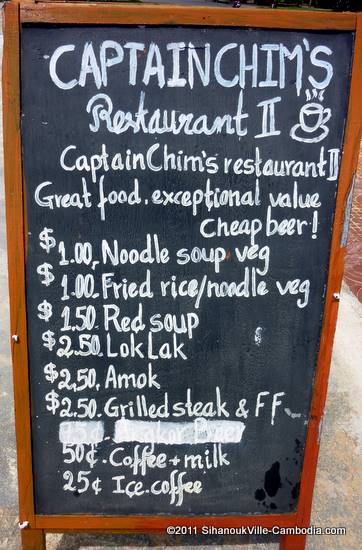 Captain Chim's Restaurant in Sihanoukville, Cambodia.