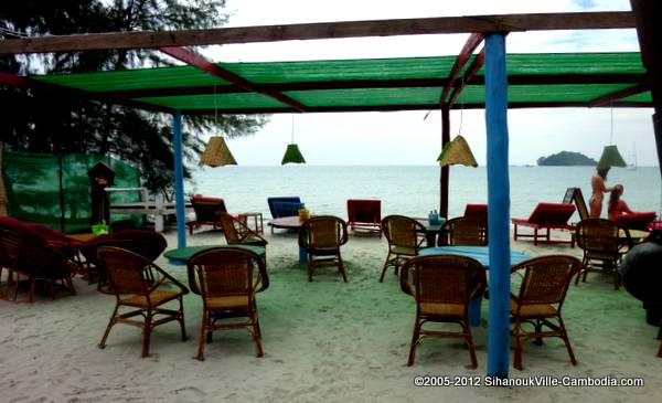 Lovely Beach Bar and Bungalows in Sihanoukville, Cambodia.  Otres Beach.