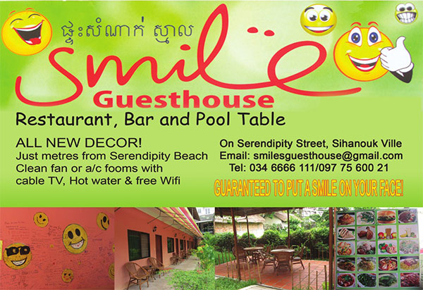 Smile Guesthouse in Sihanoukville, Cambodia.