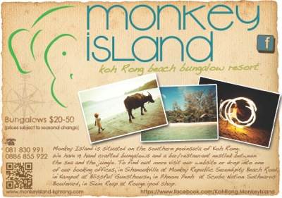 monkey island in sihanoukville, koh rong island