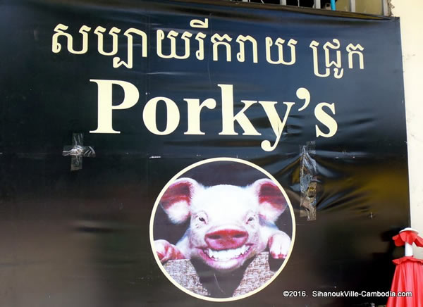 Porky's Beach Bar in SihanoukVille, Cambodia.