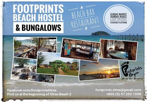 Footprints Rooms and Restaurant on Otres Beach.  Sihanoukville, Cambodia.