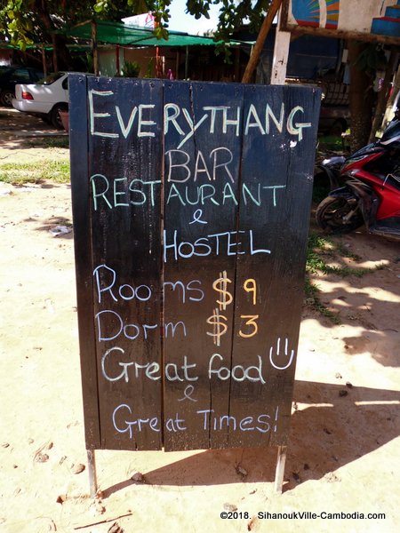 Everythang! Bungalows & Restaurant in Sihanoukville, Cambodia.