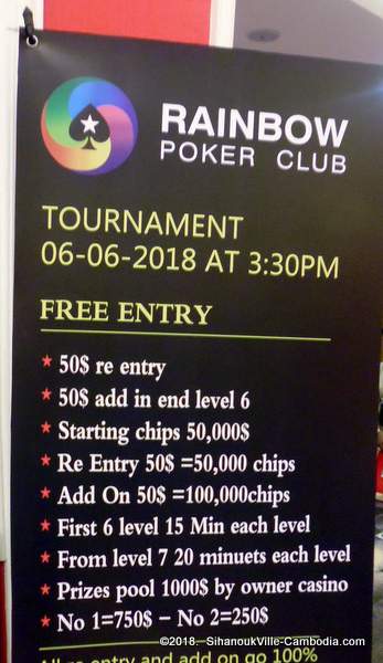 Rainbow Poker Club at Yong Lee Casino in SihanoukVille, Cambodia.