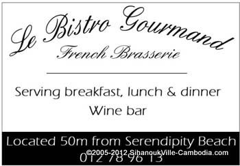 Le Bistro Gourmand French Brasserie in Sihanoukville, Cambodia.