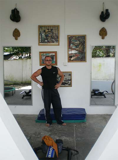 pierre at the fitness centre, sihanoukville, cambodia
