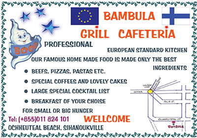 Bambula Grill Cafeteria in Sihanoukville, Cambodia.